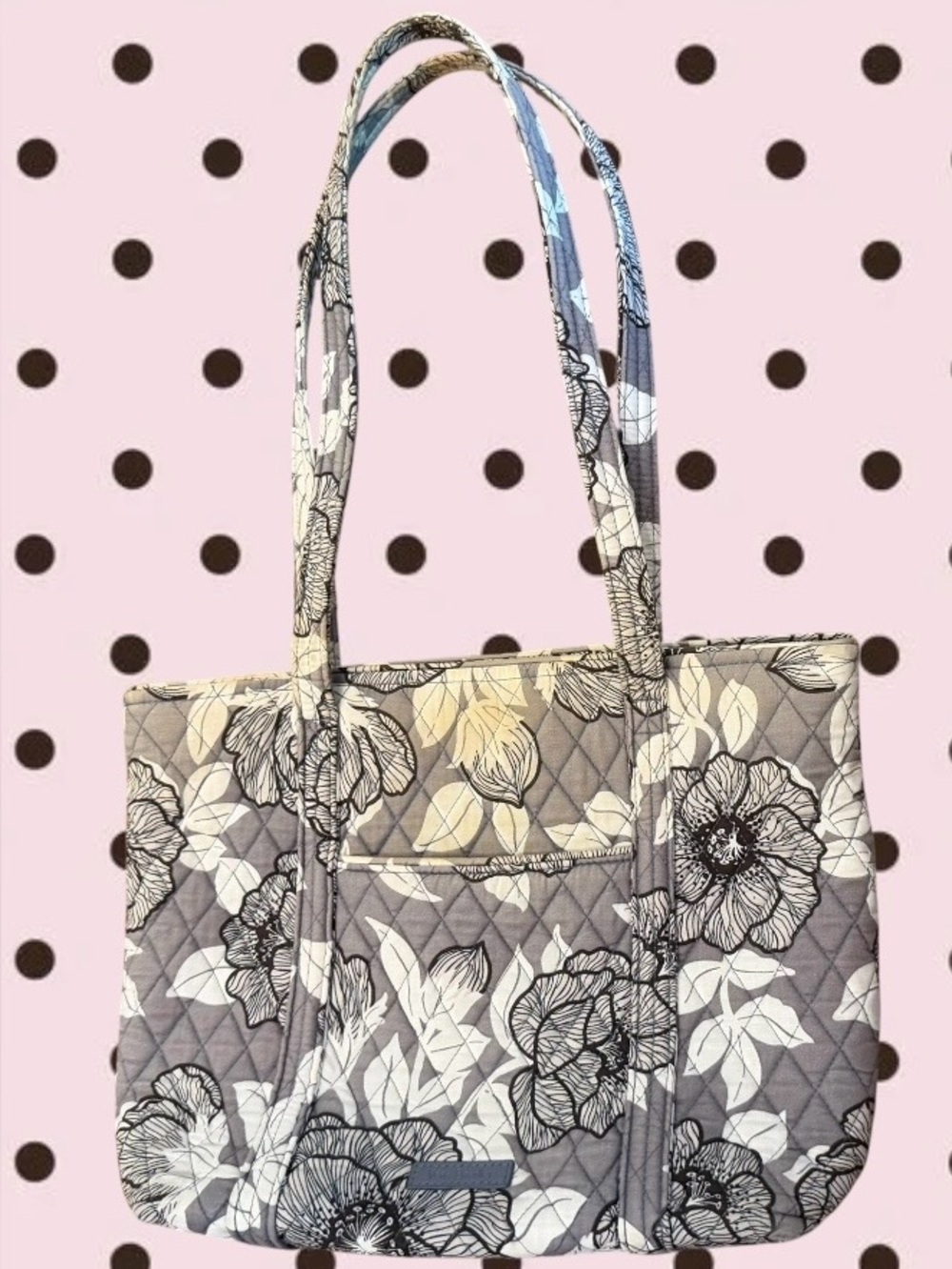 Vera Bradley Floral Tote Bag - Gray/White